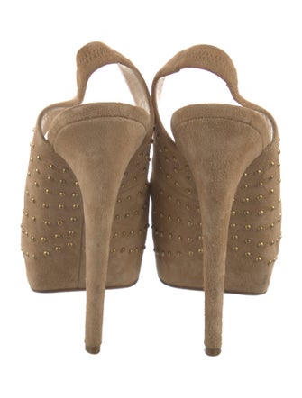 Brian Atwood Suede Studded Accents Slingback Pumps