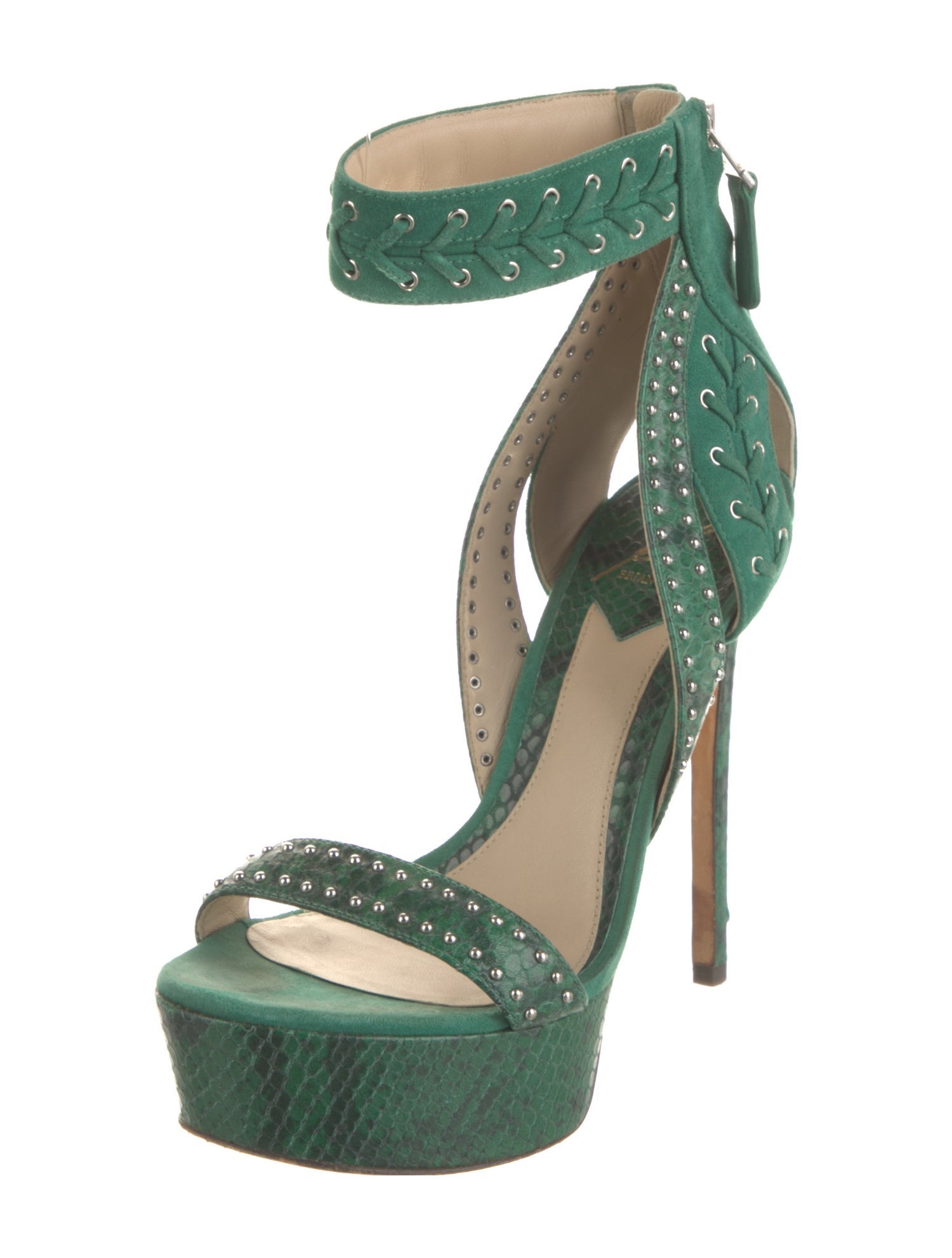Brian Atwood Embossed Leather Sandals