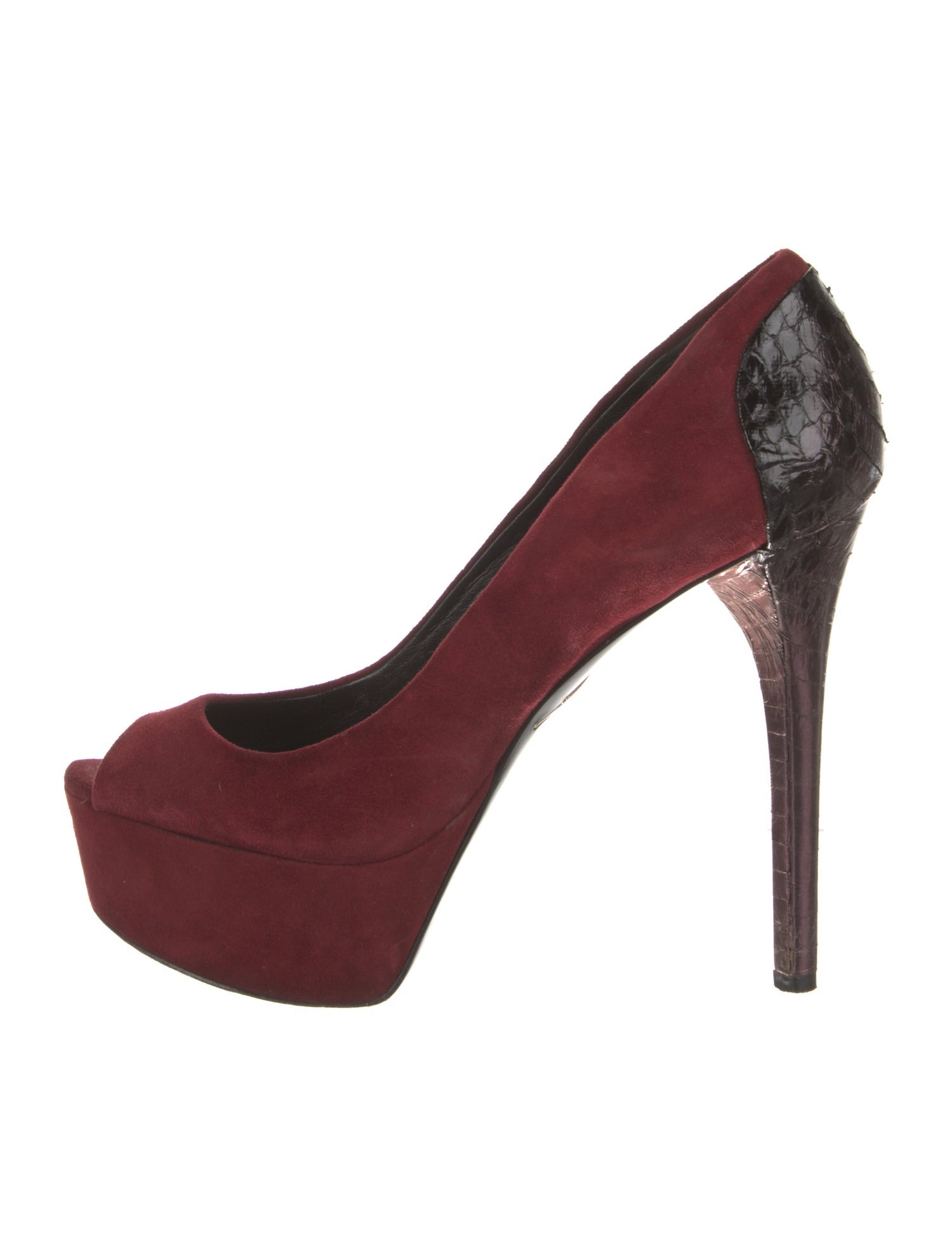 Brian Atwood Suede Colorblock Pattern Pumps