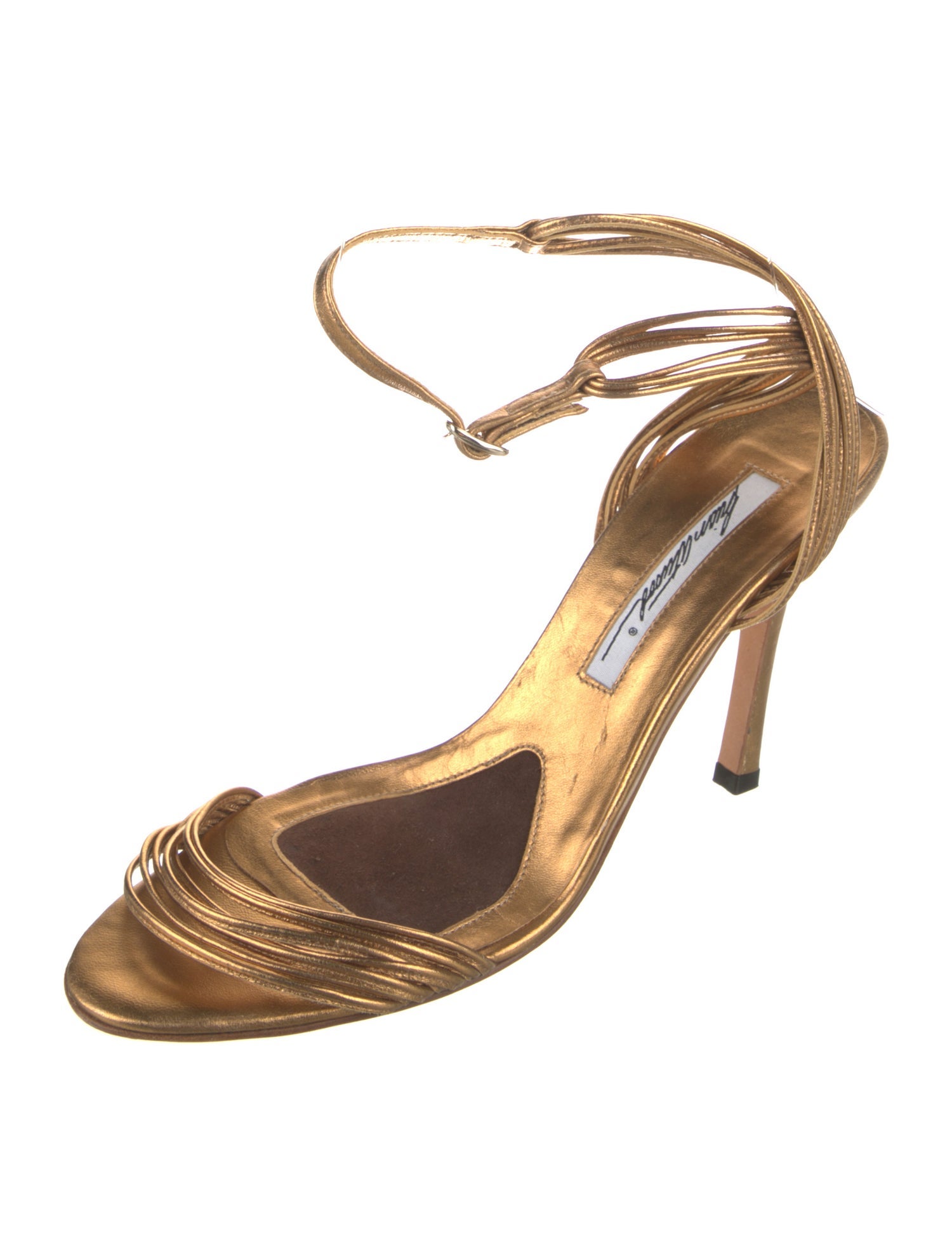 Brian Atwood Leather Animal Print Sandals