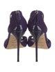 Brian Atwood Suede Crystal Embellishments T-Strap Sandals