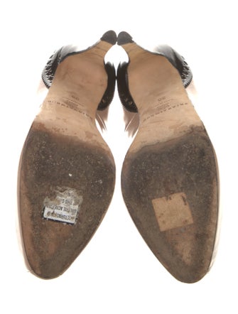 Brian Atwood Patent Leather Scalloped Accent Pumps