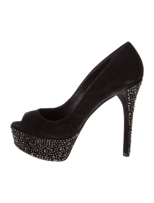 Brian Atwood Suede Crystal Embellishments Pumps
