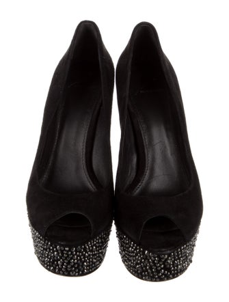 Brian Atwood Suede Crystal Embellishments Pumps