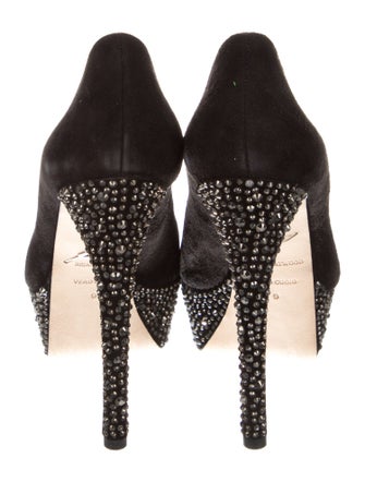 Brian Atwood Suede Crystal Embellishments Pumps