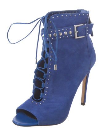 Brian Atwood Suede Studded Accents Lace-Up Boots