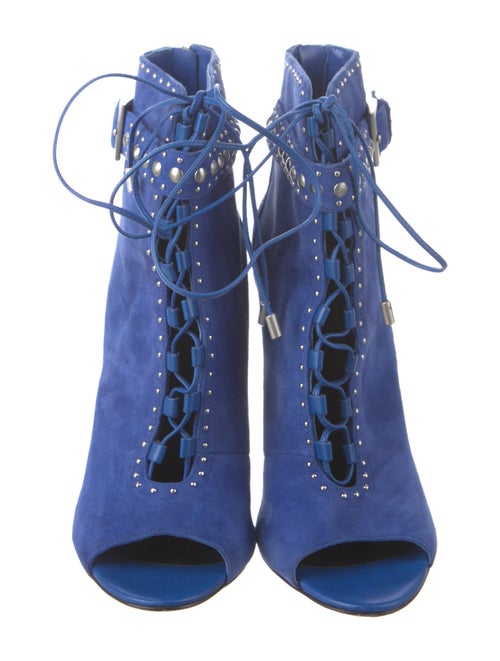 Brian Atwood Suede Studded Accents Lace-Up Boots
