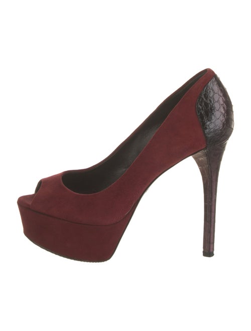 Brian Atwood Suede Colorblock Pattern Pumps