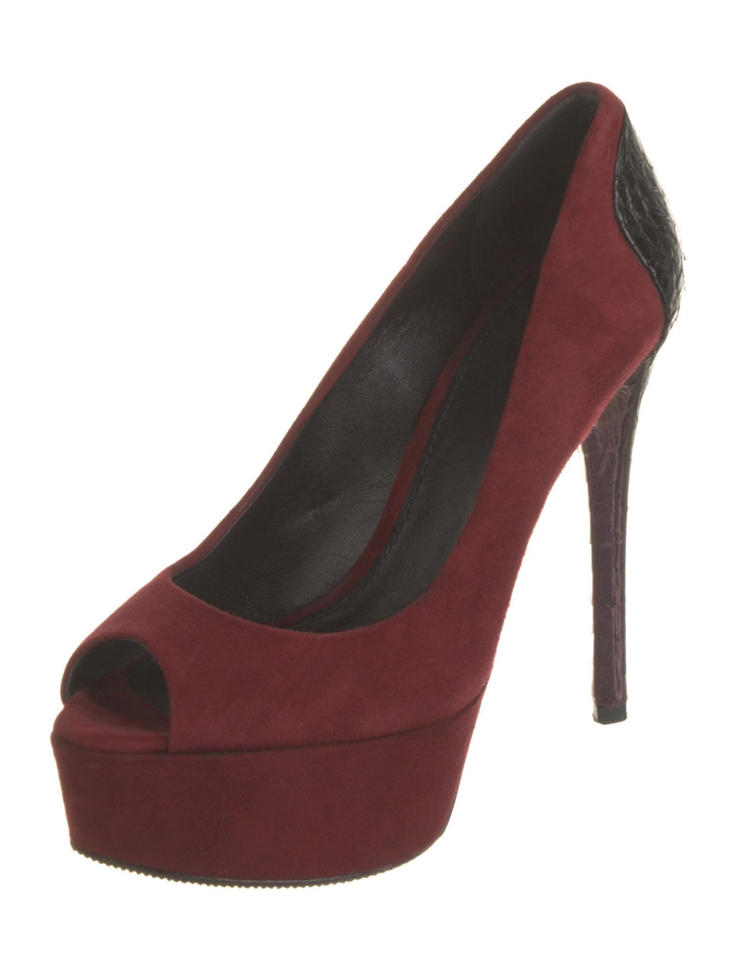 Brian Atwood Suede Colorblock Pattern Pumps