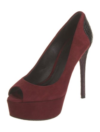 Brian Atwood Suede Colorblock Pattern Pumps
