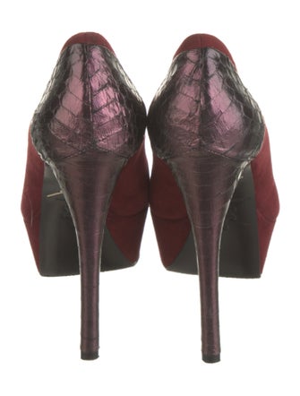 Brian Atwood Suede Colorblock Pattern Pumps