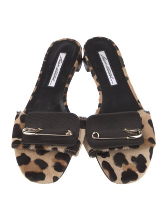 Brian Atwood Ponyhair Animal Print Slides