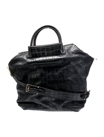 Brian Atwood Embossed Leather Top Handle Bag