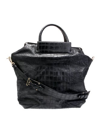 Brian Atwood Embossed Leather Top Handle Bag