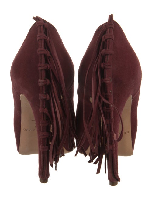 Brian Atwood Suede Fringe Trim Accent Pumps