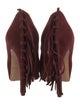 Brian Atwood Suede Fringe Trim Accent Pumps