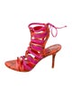 Brian Atwood Leather Animal Print Gladiator Sandals