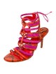 Brian Atwood Leather Animal Print Gladiator Sandals