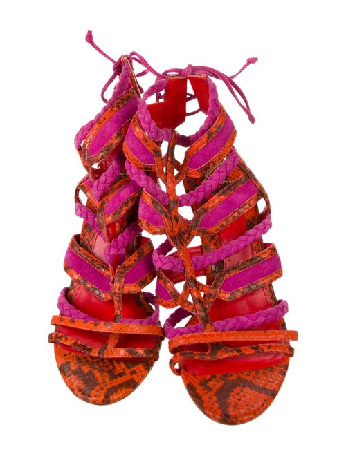 Brian Atwood Leather Animal Print Gladiator Sandals
