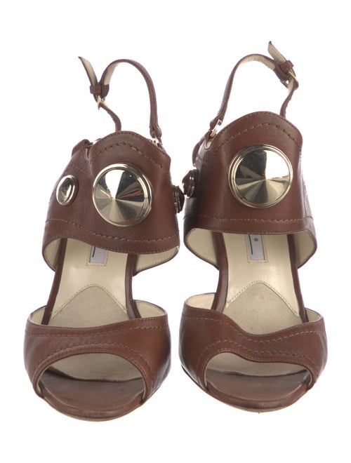 Brian Atwood Leather Studded Accents Slingback Sandals