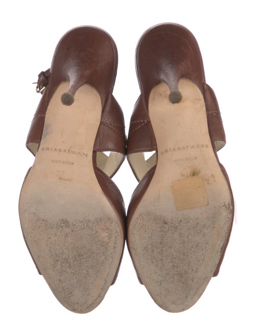 Brian Atwood Leather Studded Accents Slingback Sandals