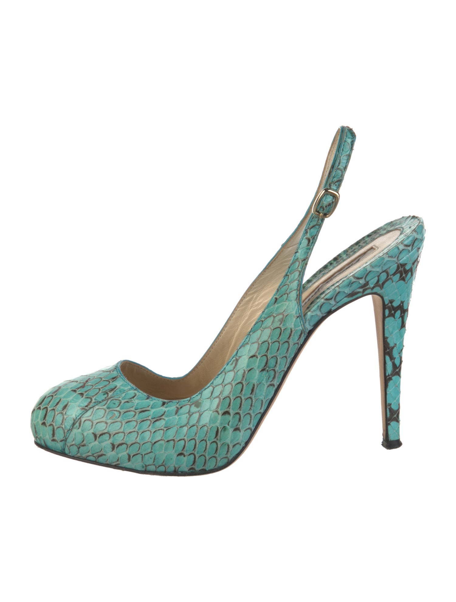 Brian Atwood Snakeskin Animal Print Slingback Pumps