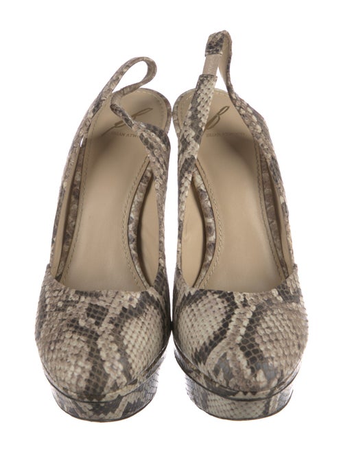 Brian Atwood Snakeskin Animal Print Slingback Pumps