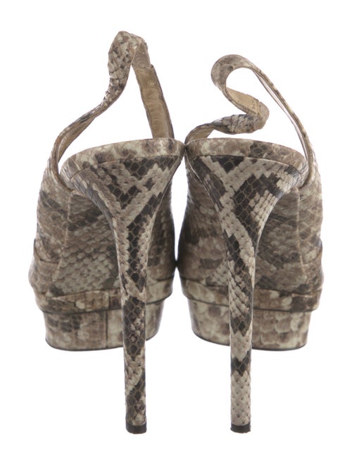 Brian Atwood Snakeskin Animal Print Slingback Pumps