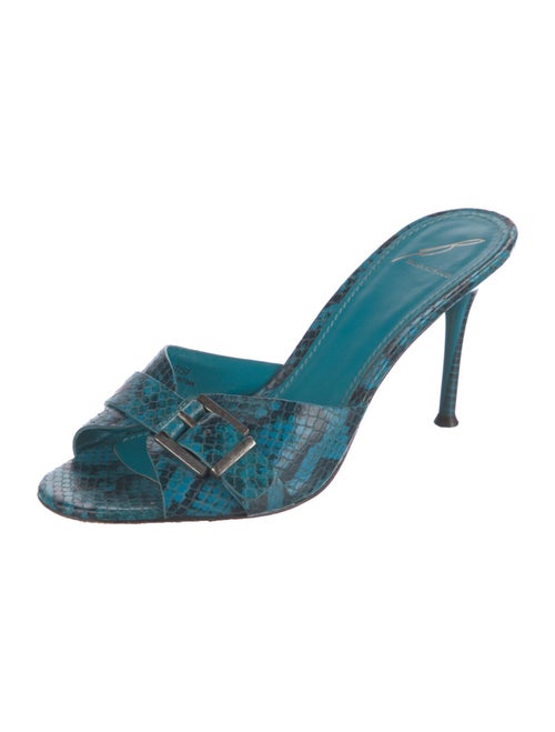 Brian Atwood Snakeskin Animal Print Slides