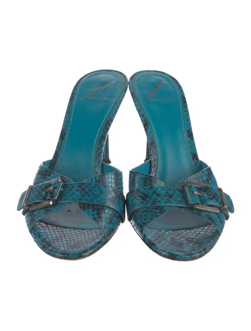Brian Atwood Snakeskin Animal Print Slides