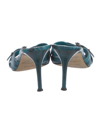 Brian Atwood Snakeskin Animal Print Slides