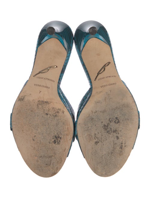 Brian Atwood Snakeskin Animal Print Slides