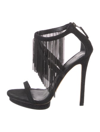 Brian Atwood Suede Glitter Accents Sandals