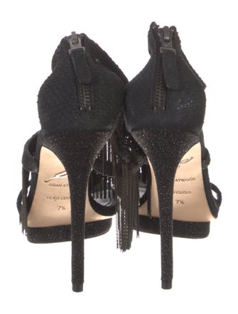 Brian Atwood Suede Glitter Accents Sandals