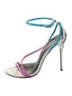 Brian Atwood Embossed Leather Colorblock Pattern Sandals