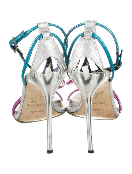 Brian Atwood Embossed Leather Colorblock Pattern Sandals