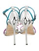 Brian Atwood Embossed Leather Colorblock Pattern Sandals