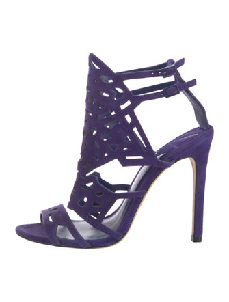 Brian Atwood Suede Lasercut Accents Sandals