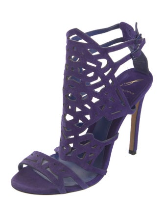 Brian Atwood Suede Lasercut Accents Sandals