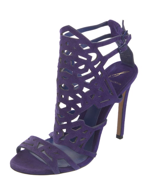 Brian Atwood Suede Lasercut Accents Sandals