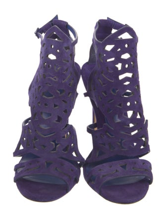 Brian Atwood Suede Lasercut Accents Sandals