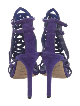 Brian Atwood Suede Lasercut Accents Sandals