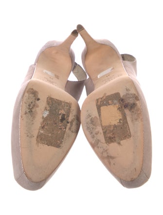 Brian Atwood Leather Glitter Accents Slingback Pumps