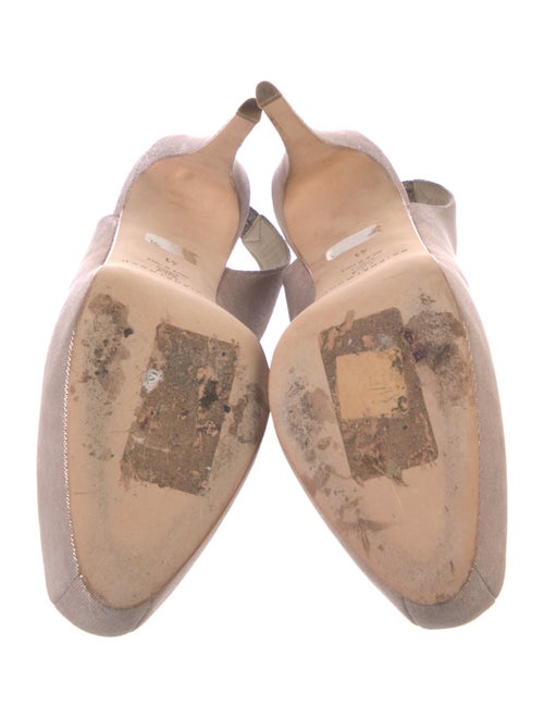 Brian Atwood Leather Glitter Accents Slingback Pumps