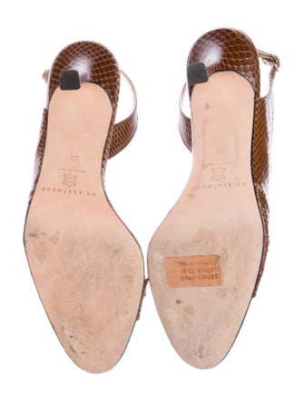 Brian Atwood Embossed Leather Slingback Sandals