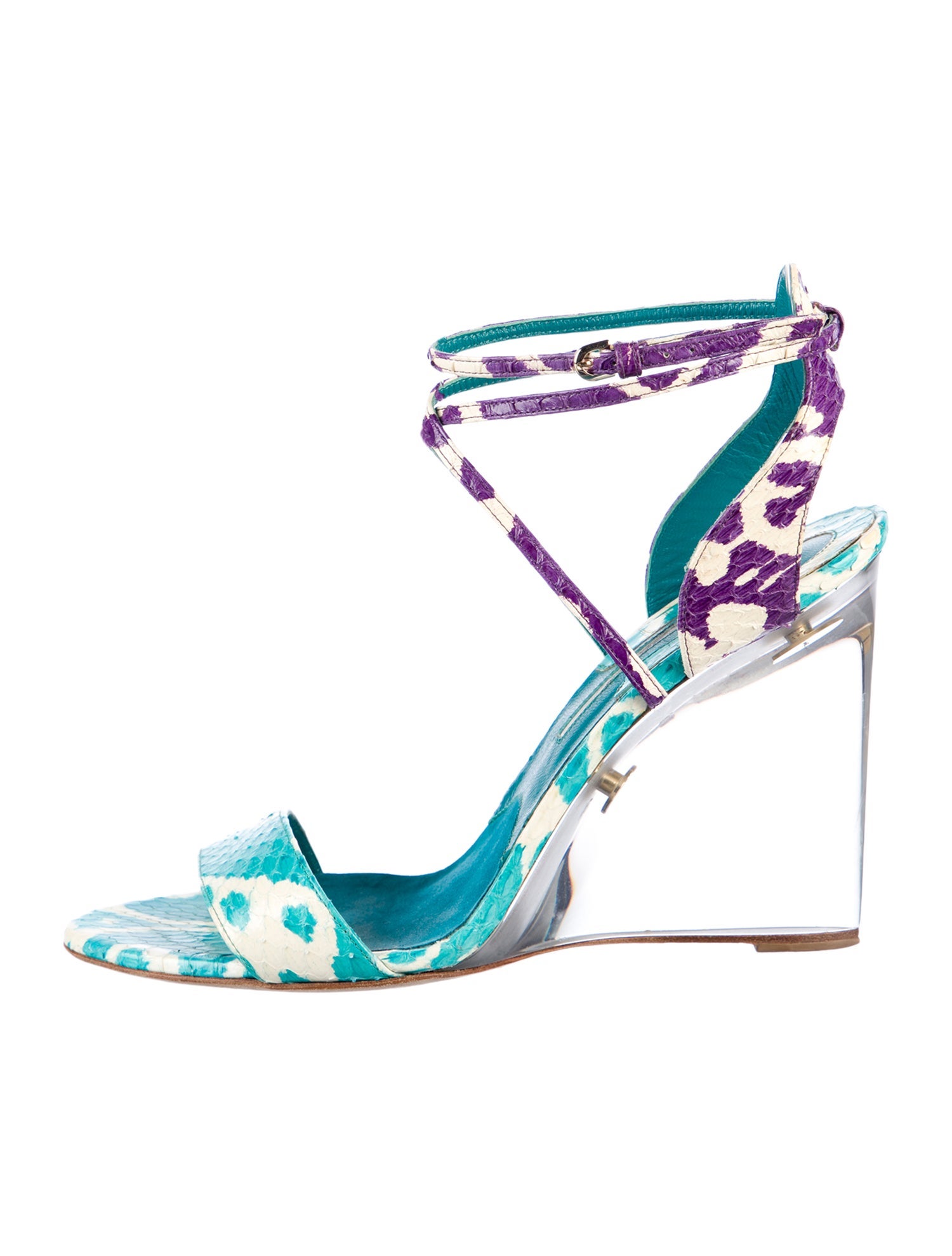 Brian Atwood Snakeskin Animal Print Sandals