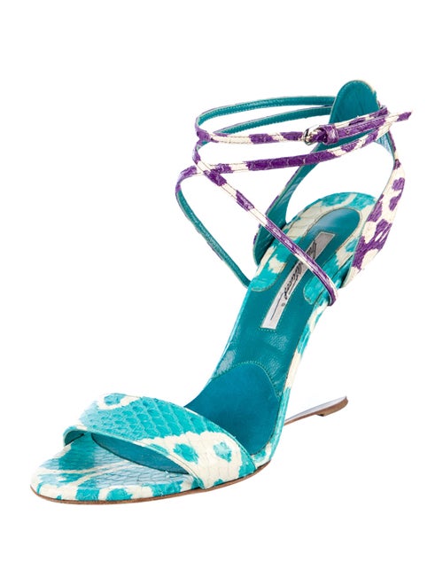 Brian Atwood Snakeskin Animal Print Sandals