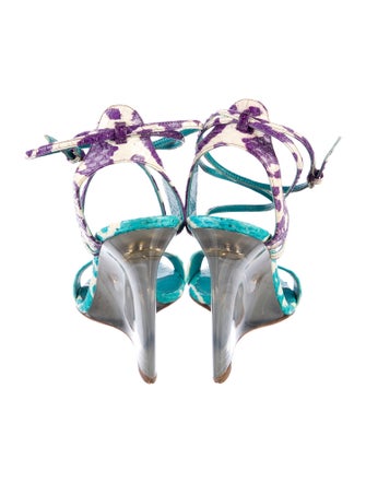 Brian Atwood Snakeskin Animal Print Sandals
