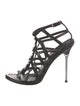 Brian Atwood Leather Studded Accents Slingback Sandals