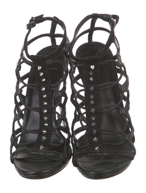 Brian Atwood Leather Studded Accents Slingback Sandals